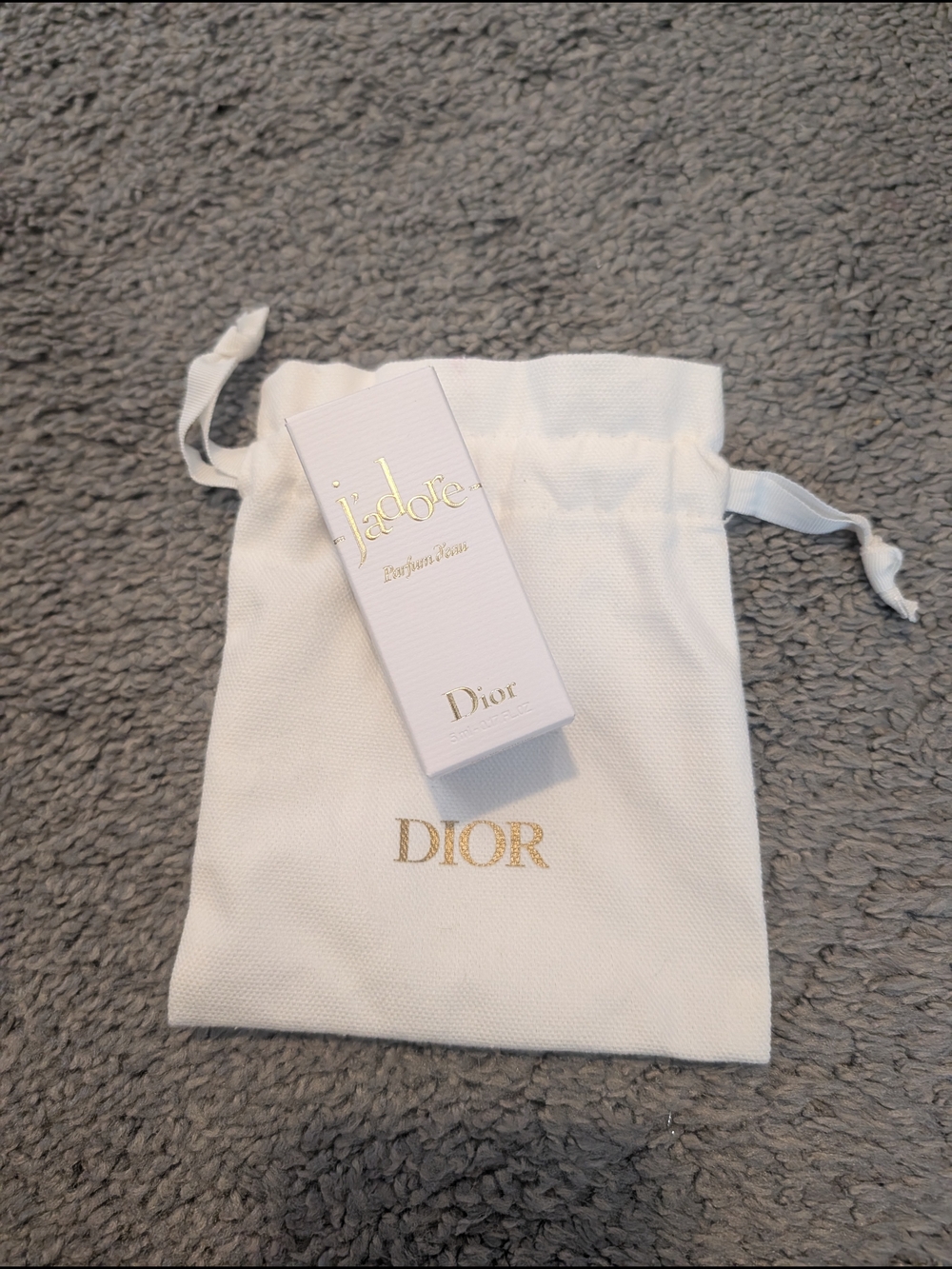 Dior white and gold J'adore mini perfume bottle